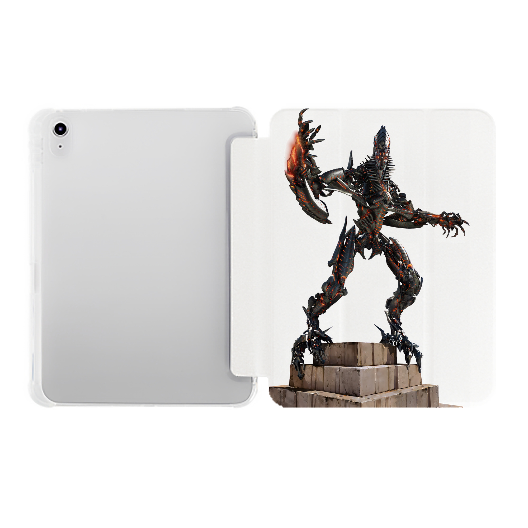 （画像用） Transformers トランスフォーマー IPad ケース ペン収納付き 三つ折りスタンド PUレザー×シリコン 対応機種9.5/10.5/10.9インチ